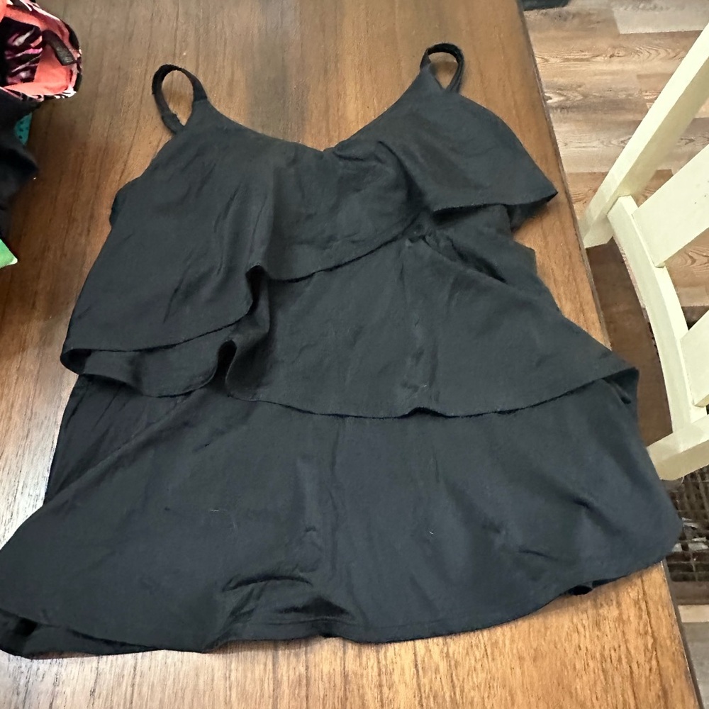 Lane Bryant Black Layered Swim Top